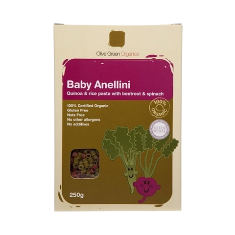 ORGANIC GLUTEN-FREE QUINOA & RICE WITH BEETROOT & BABY SPINACH BABY ANELLINI